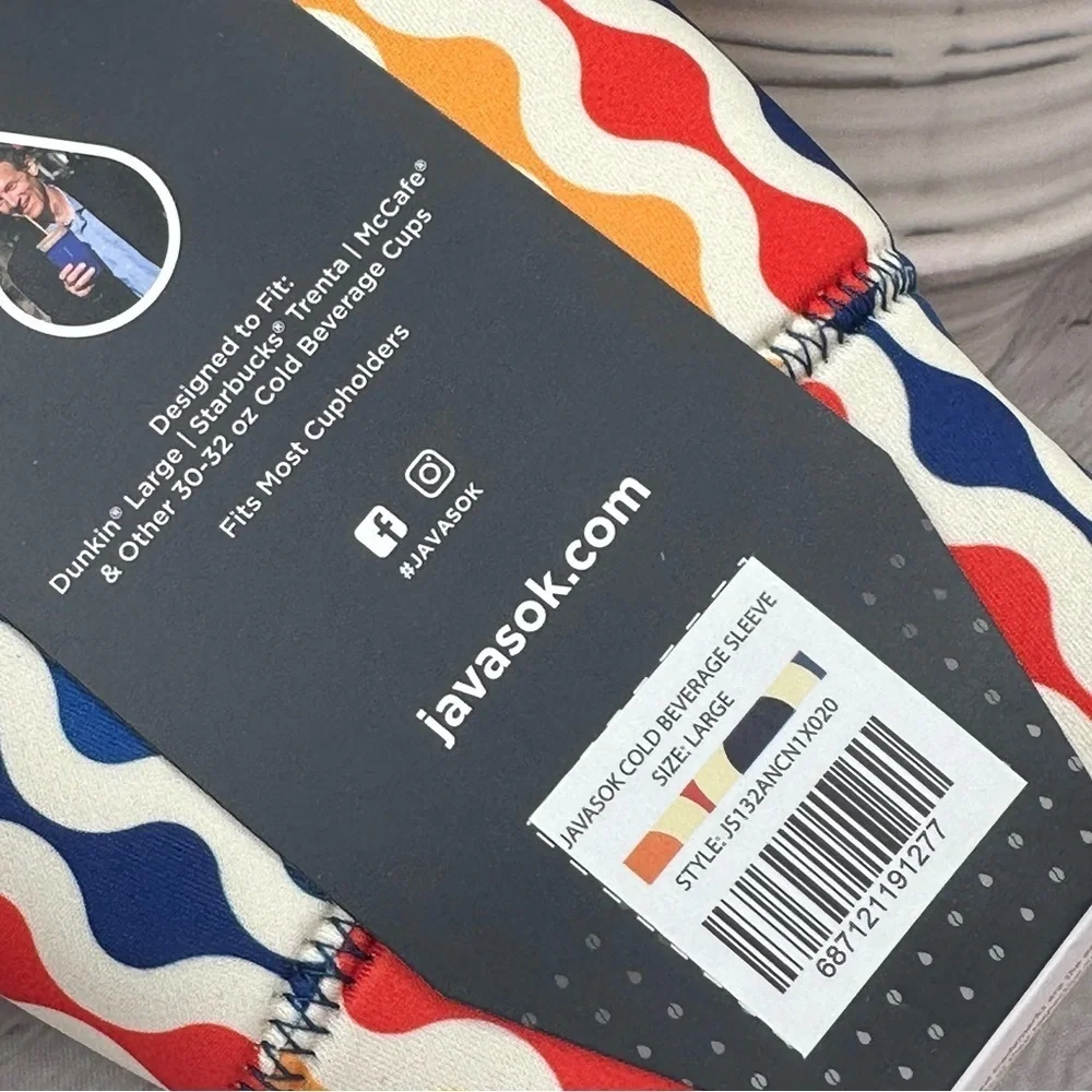 NWT boutique Java Sok Colorful Coffee Sleeve and coffee magnet set